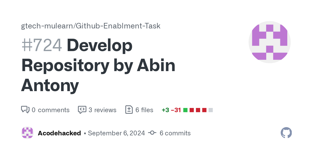 https://github.com/gtech-mulearn/Github-Enablment-Task/pull/724